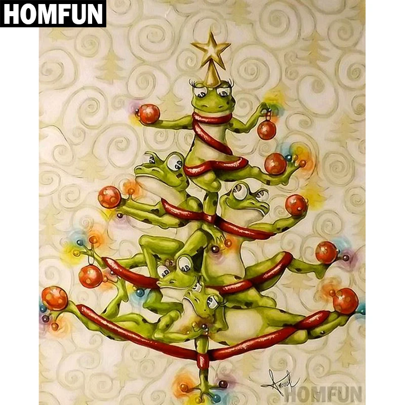 Алмазная живопись HOMFUN A00627 лягушка Рождество вышивка крестиком из