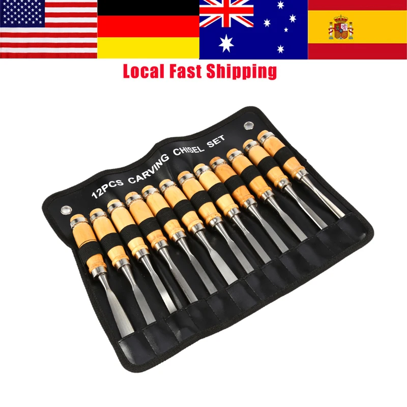 

12Pcs/Set Professional Wood Carving Hand Chisel Set Woodworking Clay Wax DIY Sculpting Tools Lathe Gouges Woodcut Hand Tool Hot