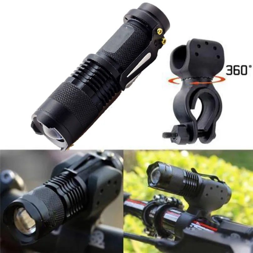 Aluminum Q5 LED Bicycle Front Light Cycling Bike Head Light with Flashlight Torch 360 degree Mount Clip #2J05 (1)