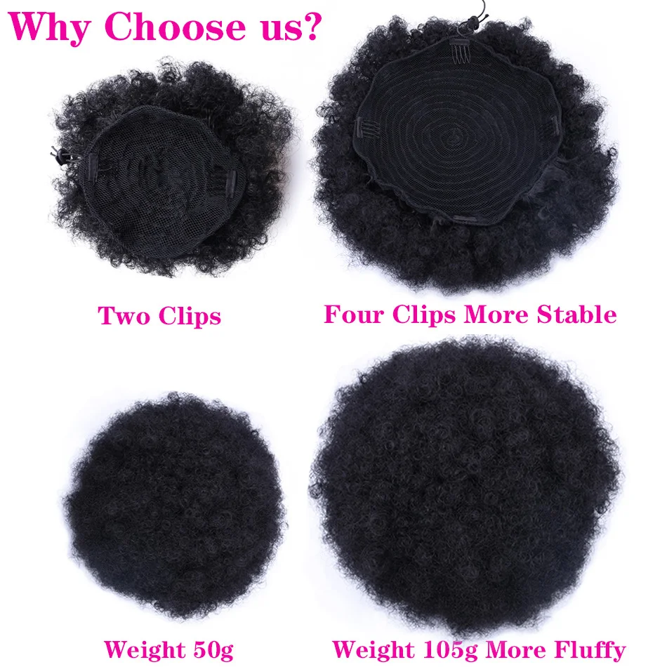 Polegada de Alta Rabo de Cavalo Clip em Sintético Puff Afro Encaracolado Peruca Cordão Curto Kinky Pônei Cauda Curly Cabelo Bun 10 6 kinky pônei cauda clip em sintético kinky curly cabelo bun