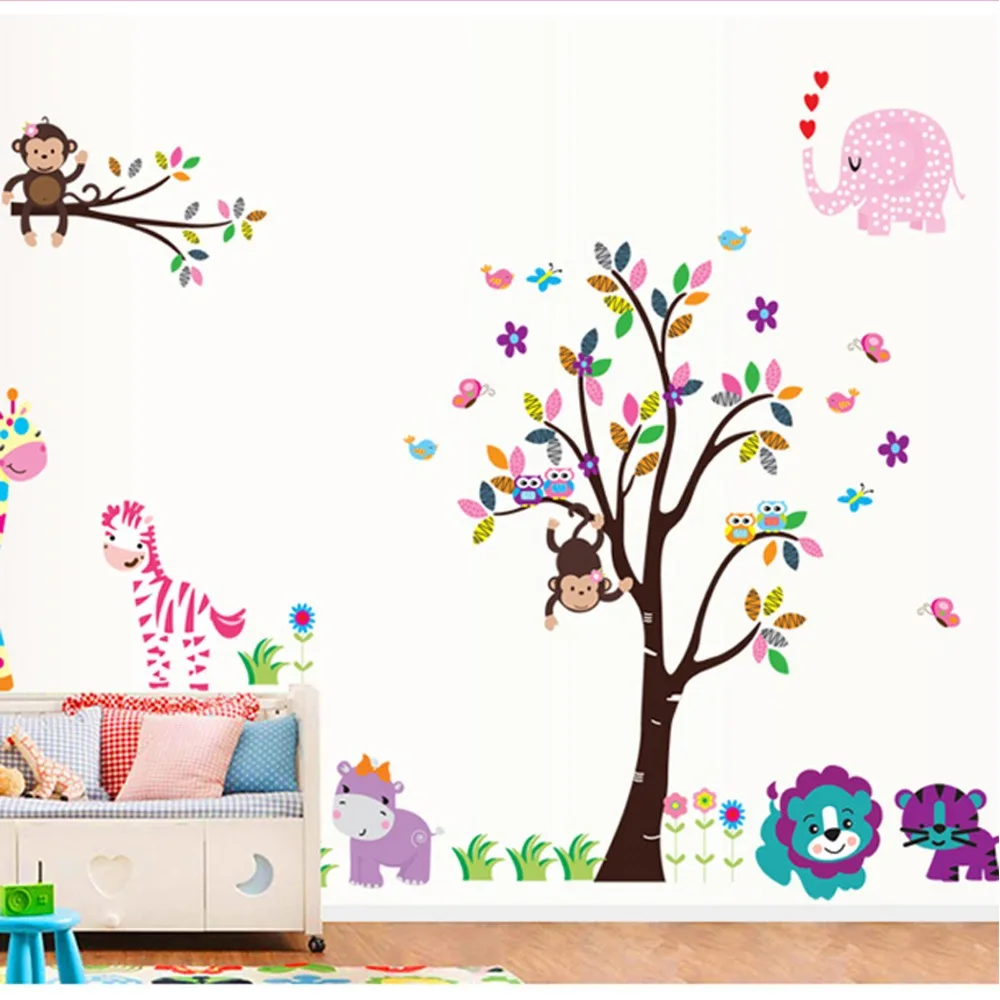 Preise Kostenloser versand Hot Verkauf DF5099 PVC Abnehmbare Kinder Zimmer Tier Affe   Bäume Wand aufkleber Für Kinder Schlafzimmer Kunst wand Decora