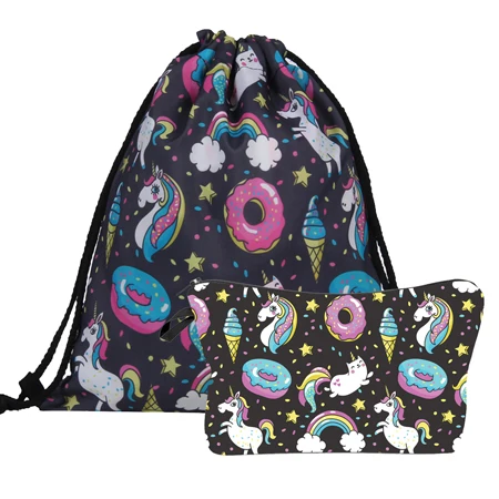 Jom Tokoy Новая мода 2 шт печать женский рюкзак единороги школьный рюкзак Набор комбинация ASH1005 - Цвет: ASH1005