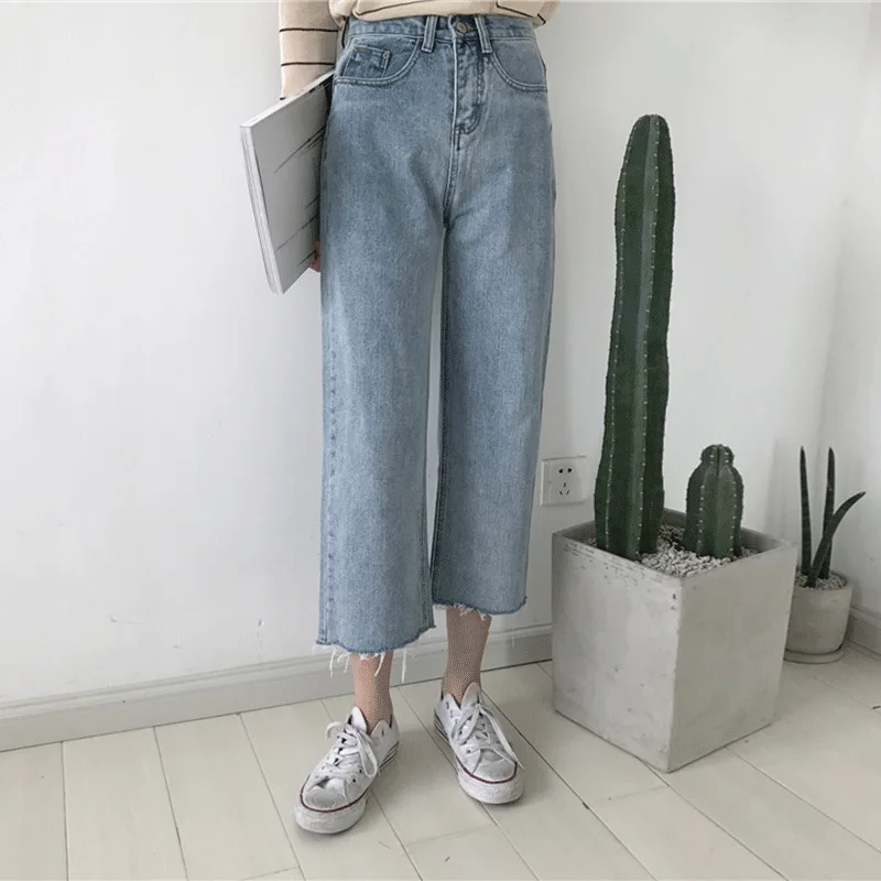 Spring Summer New Jeans Women High Waist Wide Leg Pants