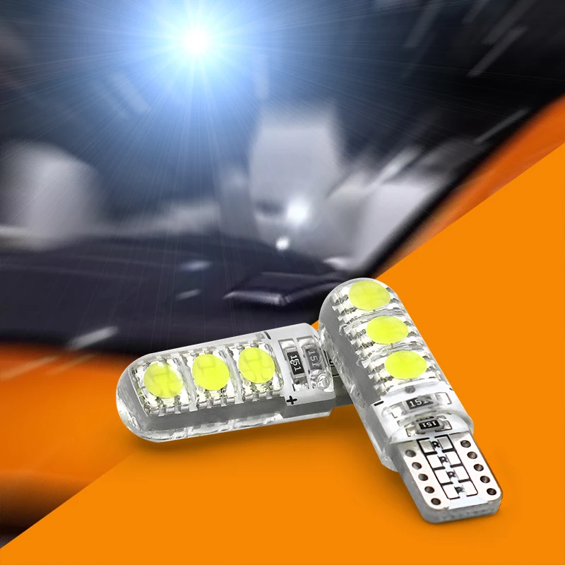 2 шт. T10 Автомобильные светодиодные лампы W5W 194 12V 5050 6 SMD белые автомобильные