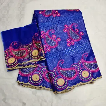 

5+2yards afrian lace fabric good quality african bazin riche lace fabric with headtie for dress sewing nice look F1QZJUL225