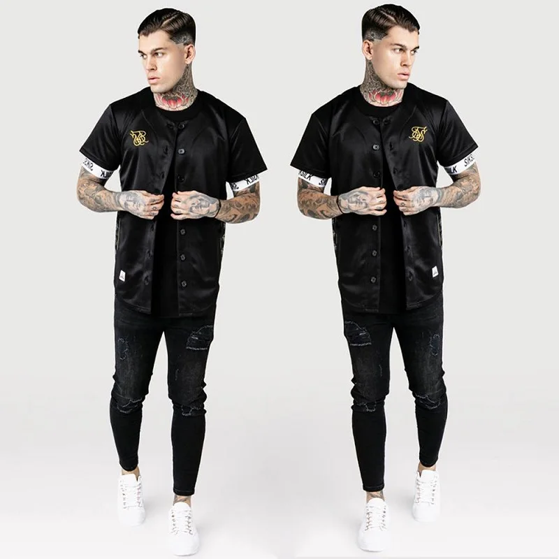 

Spain Sik Silk Silk Baseball Jerse T Shirt Men Summer Streetwear Man T Shirts Hip Hop Tee Camisetas Hombre Siksilk T-shirt Men