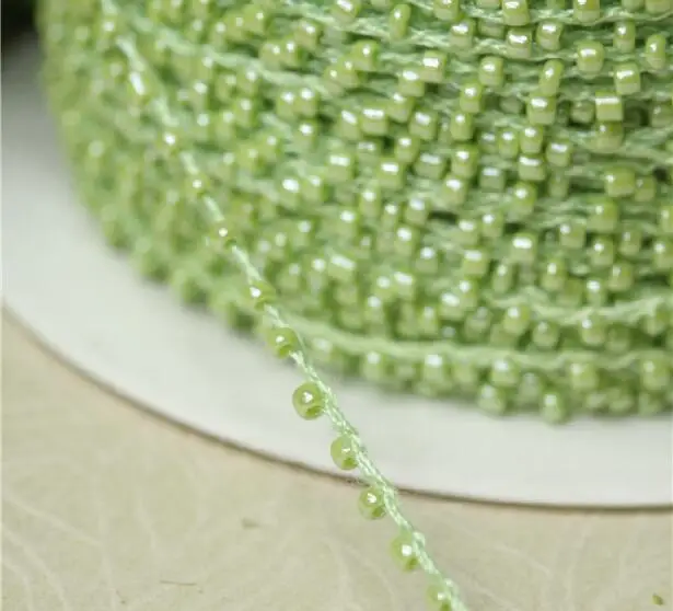 1 м кружева хрустальные бусины зеленые блестки ткань бисером отделка ленты DIY швейная аппликация воротник шнур гипюр платье украшения YU26