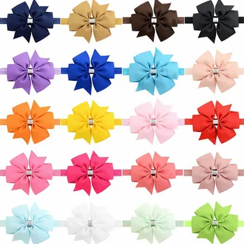 

20pcs/lot 4.3'' DIY Big Silver Grosgrain Ribbon Bow Headband Bowknot with Shining Bling Hair bands Ties kids Hair Accessory A112