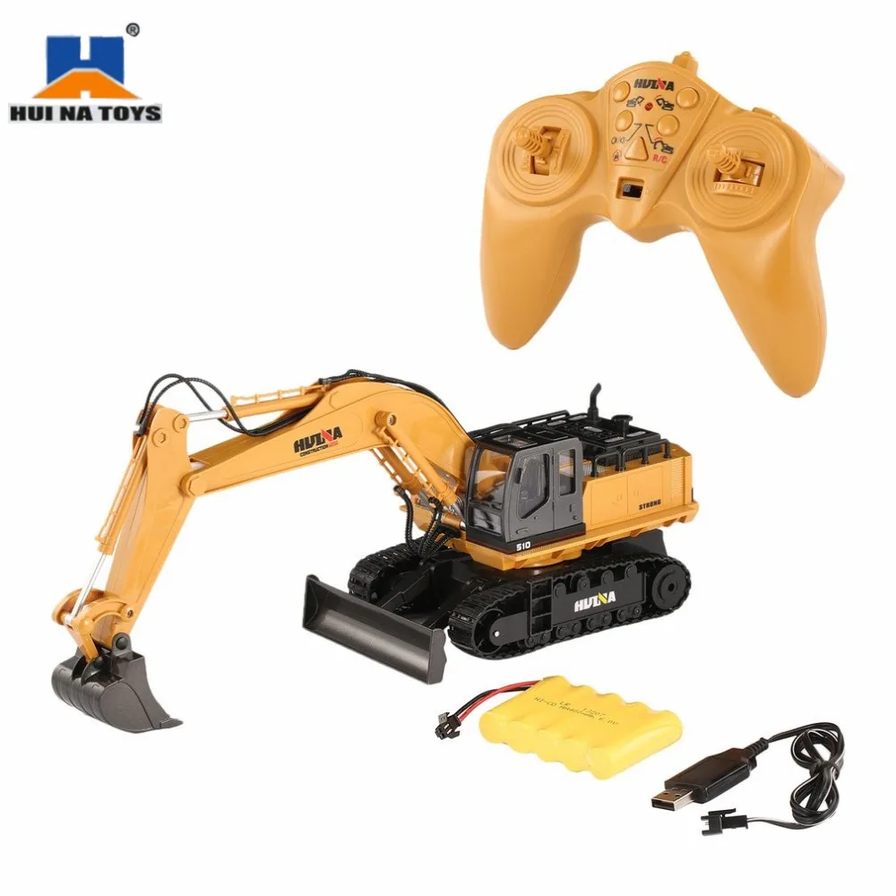 

HUINA TOYS Car 1510 2.4G 1/16 11CH Alloy RC Excavator Truck Engineering Construction Vehicle Toy with 680' Rotation Sound Light