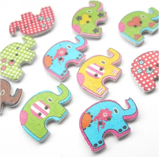 suoja 30*20mm 50pcs Mixed Color Elephants Wooden Buttons For Handmade Craft Fit Sewing And Scrapbooking Accessories 2 Holes|Buttons| - AliExpress