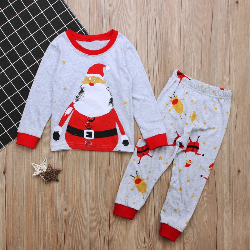 

Christmas 2017 Kids Pajamas Santa Claus Cotton Boy Girls Sleepwear Suit Long Sleeve Children Clothing Sets Baby Nightwear Brand