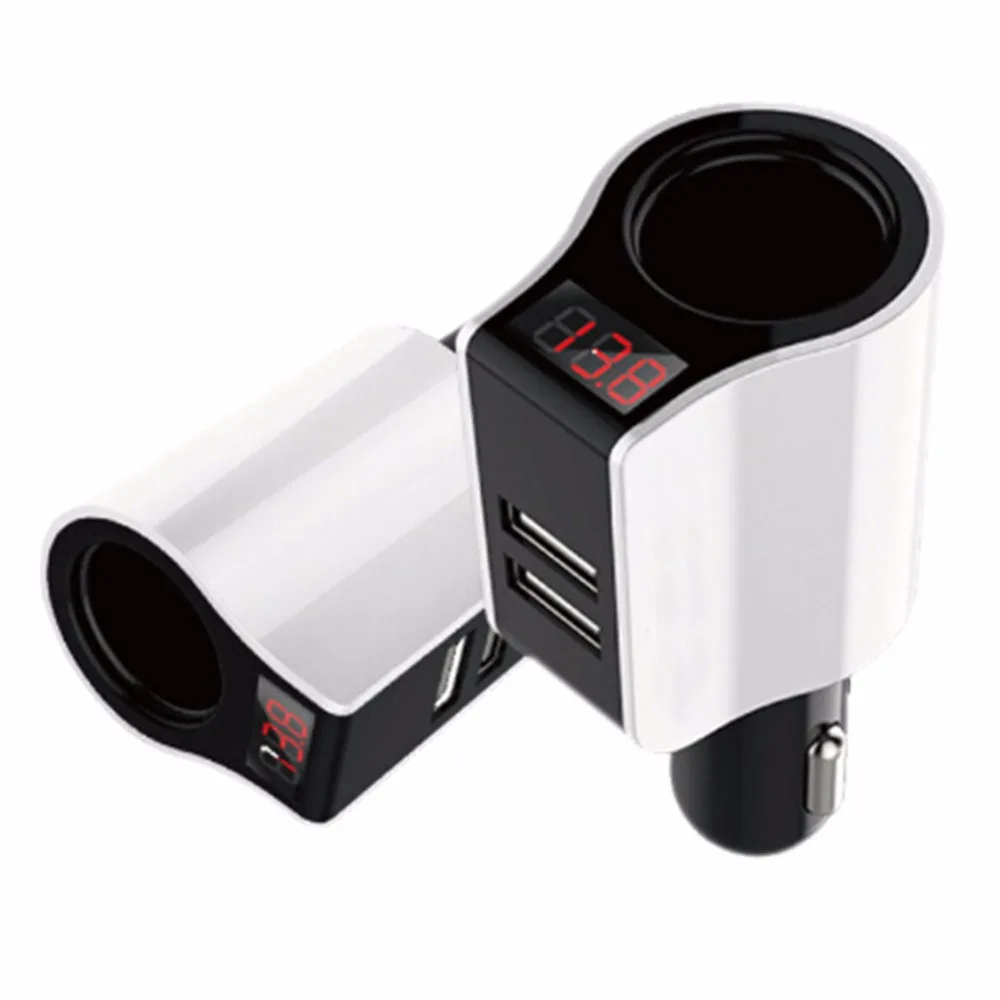 

IZTOSS Dual USB Cigarette Lighter 2 Way USB Splitter Smart Car Charger With Voltage Current Display Phone Charging Adapter New