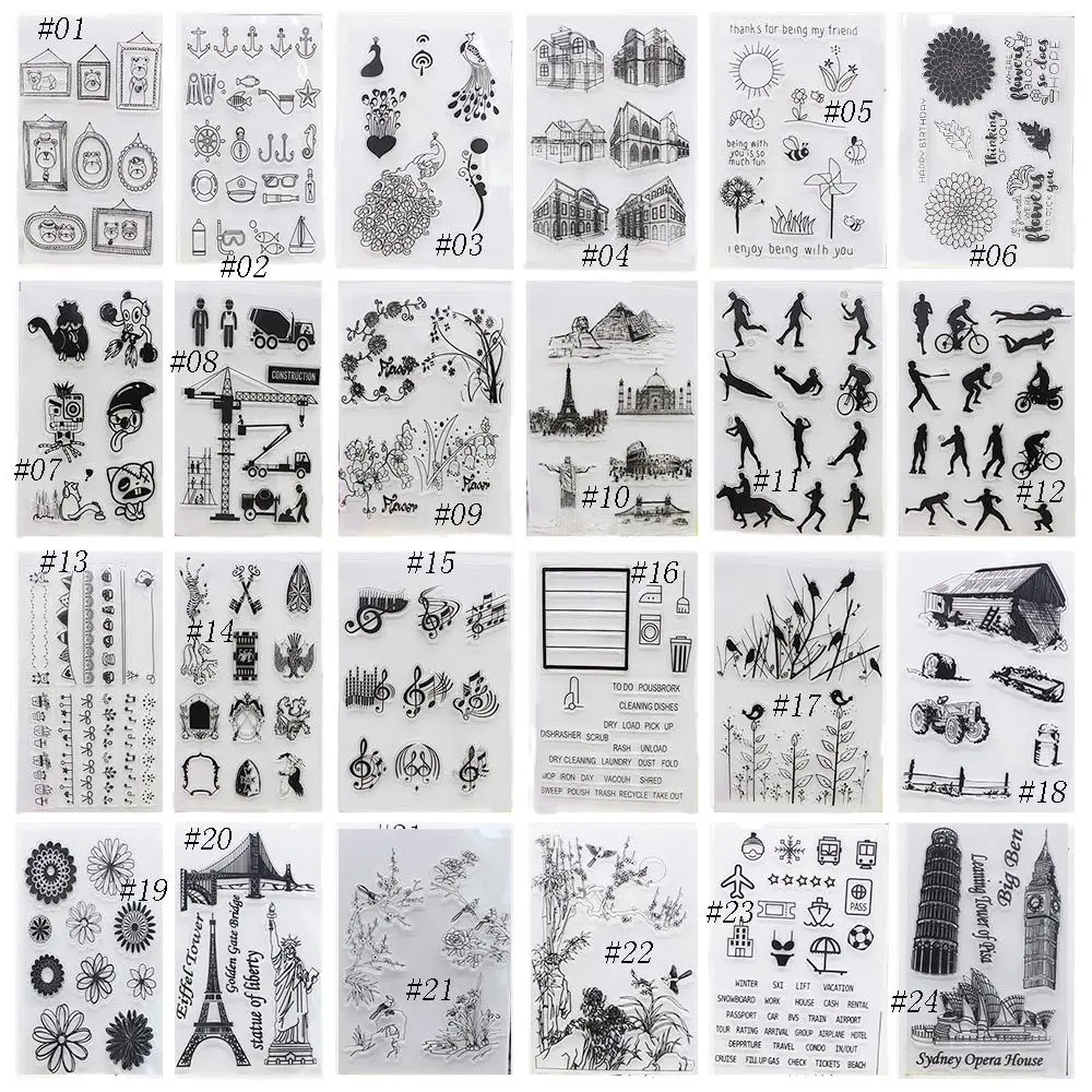 

1PC New Arrival Alphabet Transparent Silicone Clear Rubber Stamp Sheet Cling Scrapbooking DIY Ctue Pattern Decorating Stamps