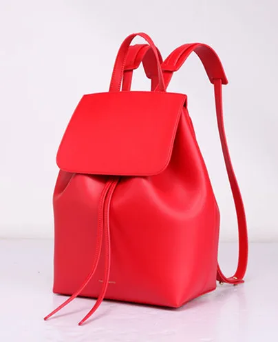 Mansurstudio женский кожаный рюкзак, Дамский натуральный кожаный рюкзак, кожаная школьная сумка Gavriel для девочек - Цвет: all red S