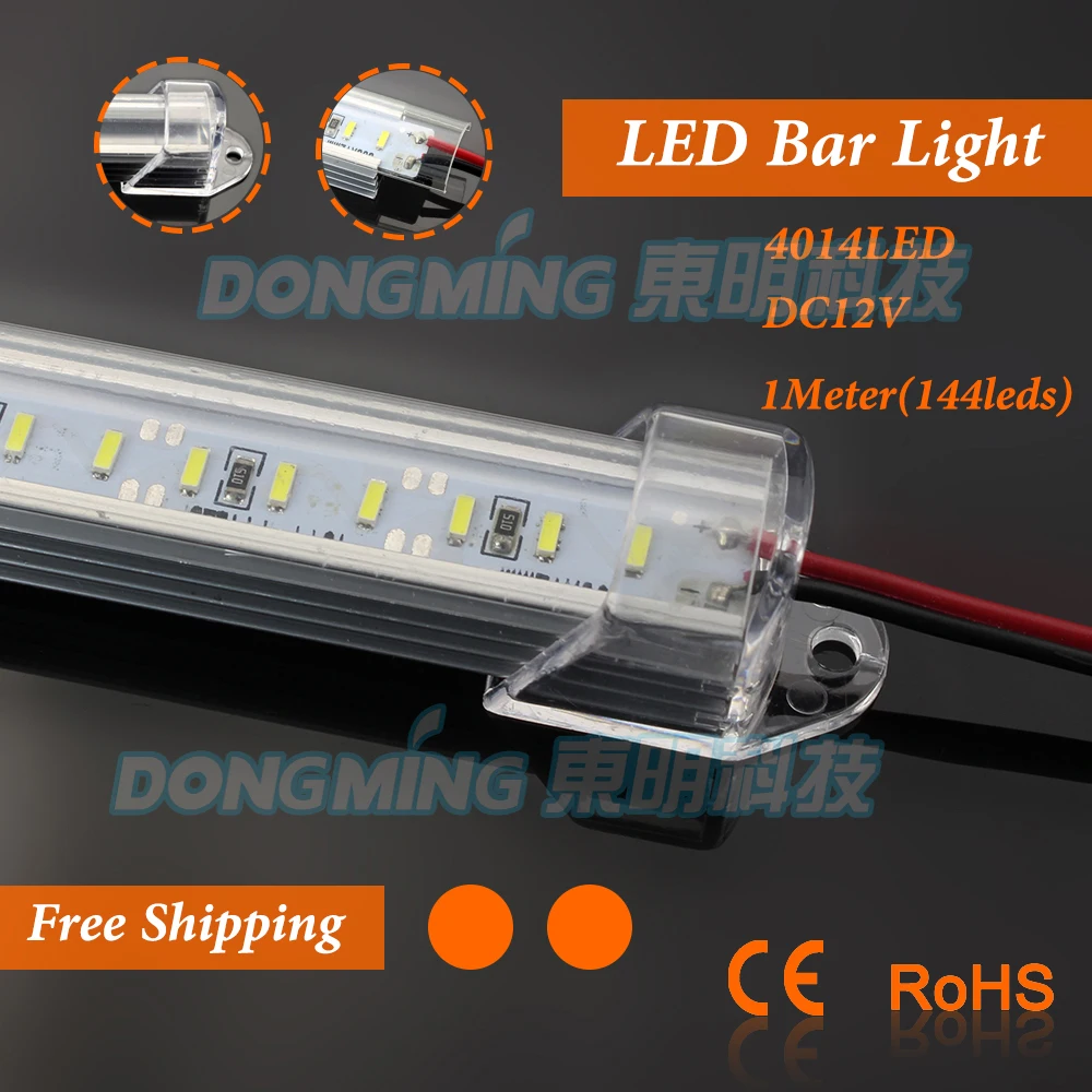 

75m 75*1m super bright hard luces bar light DC12V 144 led SMD 4014 led strip light for Cabinet + U aluminium shell + PC cover