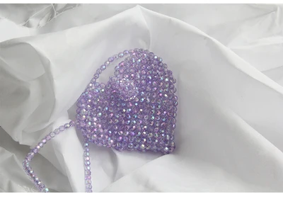 Женский вечерний клатч с бусинами, мини-клатч в виде сердца, металлические клатчи, Женская мини-сумка на плечо, Свадебная вечеринка - Цвет: purple