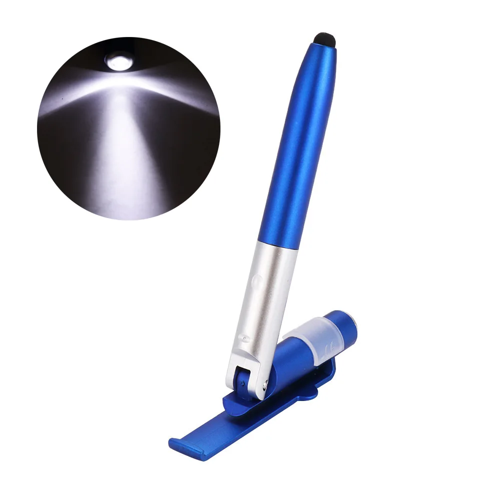 

4-in-1 Flashlight Pen Foldable Promotional Pen Stylus For Cellphone Fold Flashlight Pocket pen Multifunction pen Night Light