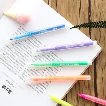 

Highlighters Pens 6 Color Students Painting Color Straight-liquid Marker Pen Multi-color Pen Creative Stationery Scribble Pen