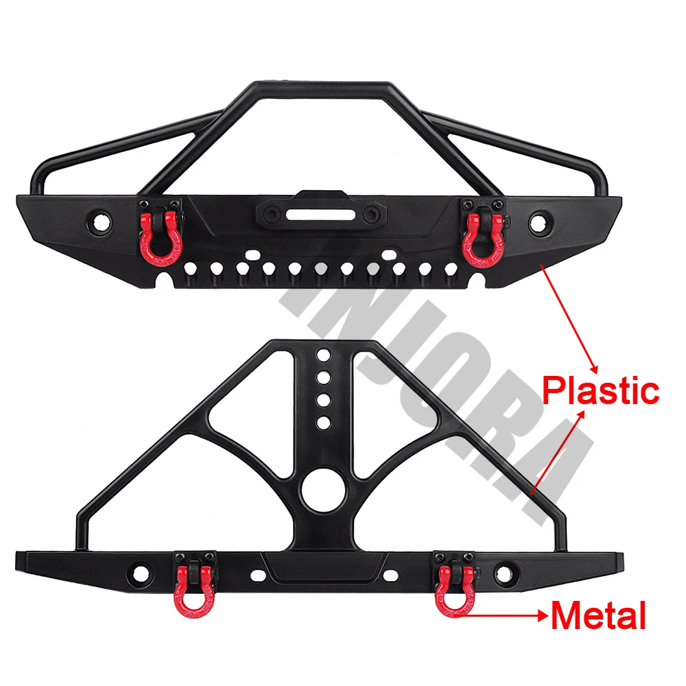 Injora RC автомобильный пластиковый бампер с металлическим буксировочным крюком для 1/10 RC Гусеничный SCX10 и SCX10 II 90046