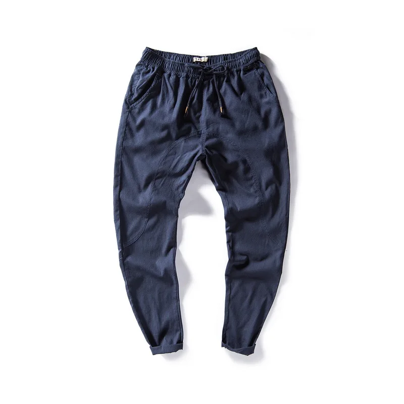 Italy style ankle length linen pencil pants men solid