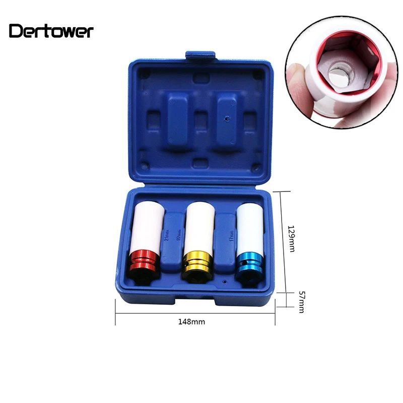 

3PCS 17/19/21mm Pneumatic Tyre Protection Sleeve 1/2 Colorful Steam Sleeve Auto Repair Hardware Tool and Case