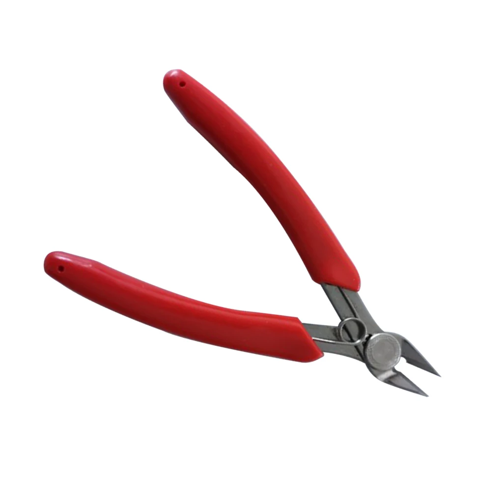 Stainless Steel 20 Degrees Metal Models Building Hand Tool Electrical Wire Cable Cutter Side Cutter Plier  DIY Tool Red 