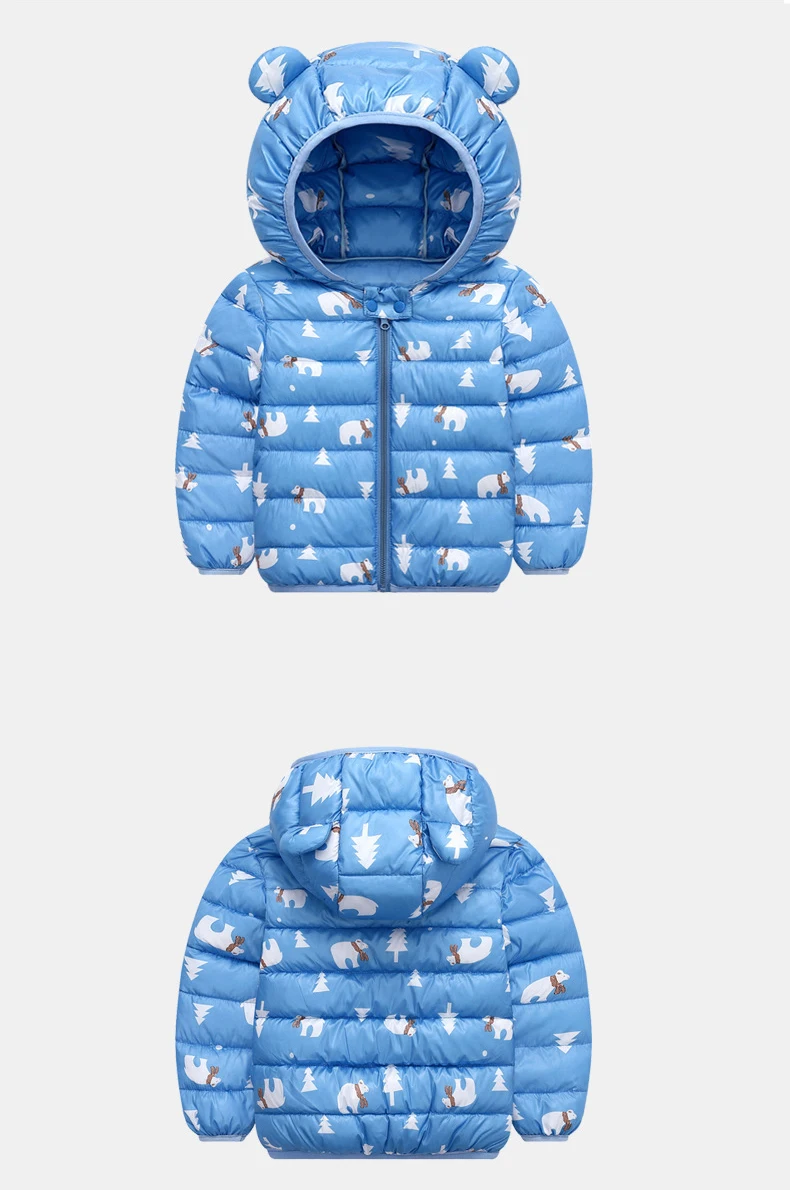 Parka para Meninas com Capuz Jaqueta de Inverno Sundae Anjo Impressão Animal Crianças Outerwear Bonito Quente Meninos Eiderdown Algodão Cabolsa 18 Mamãe e Bebê