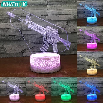 

Cool 3D Machine Gun Night Lighs Multicolor Acrylic Table Lamp for Home Bedroom Atmosphere Beside Lampade as Baby Boy Toy Gifts
