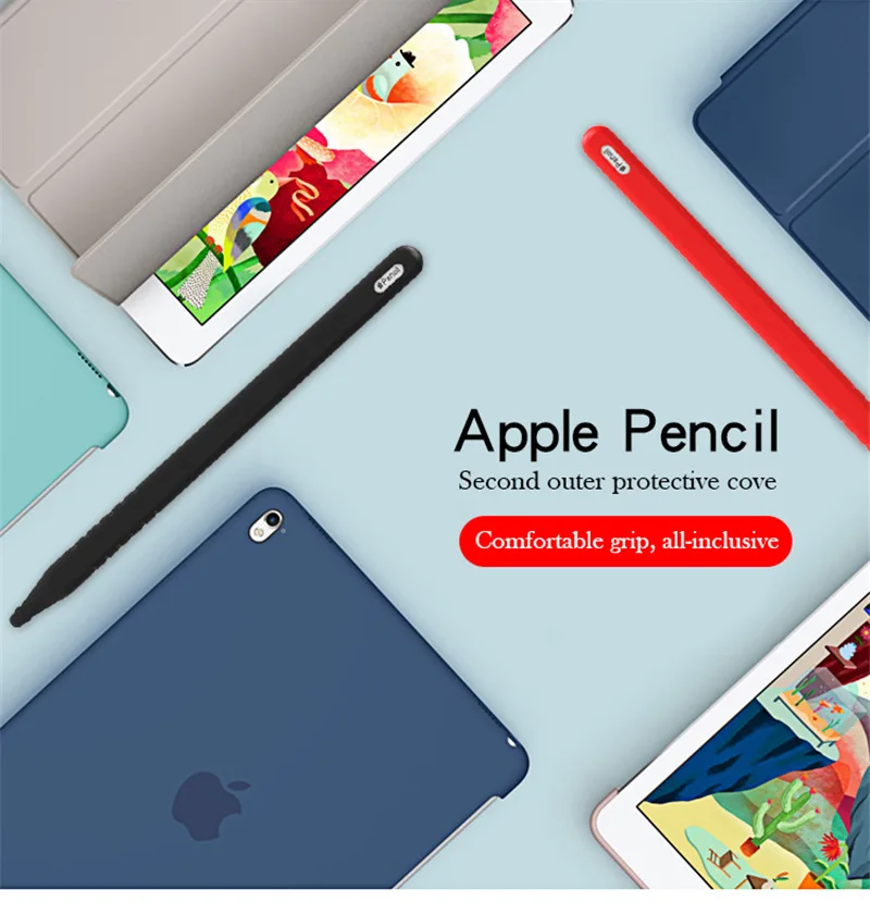 Портативный мягкий силиконовый стилус для Apple Pencil 2 Чехол для iPad Pro Tablet Touch Pen защитный чехол разноцветная сумка