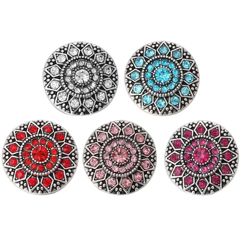 

10Pcs/lot New Snap Jewelry 18MM Mixed Round Snap button For Bangle Women Charm Bracelets ZA257