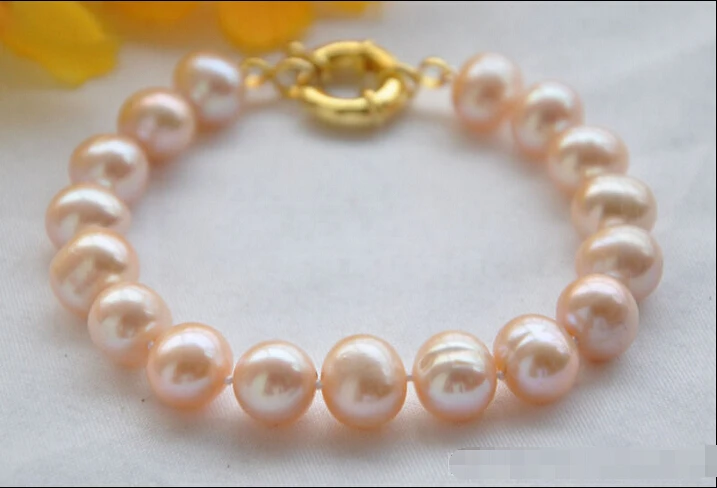 

hot sale FREE SHIPPING ******* Z5547 REAL 8" 11mm pink round freshwater cultured pearl bracelet