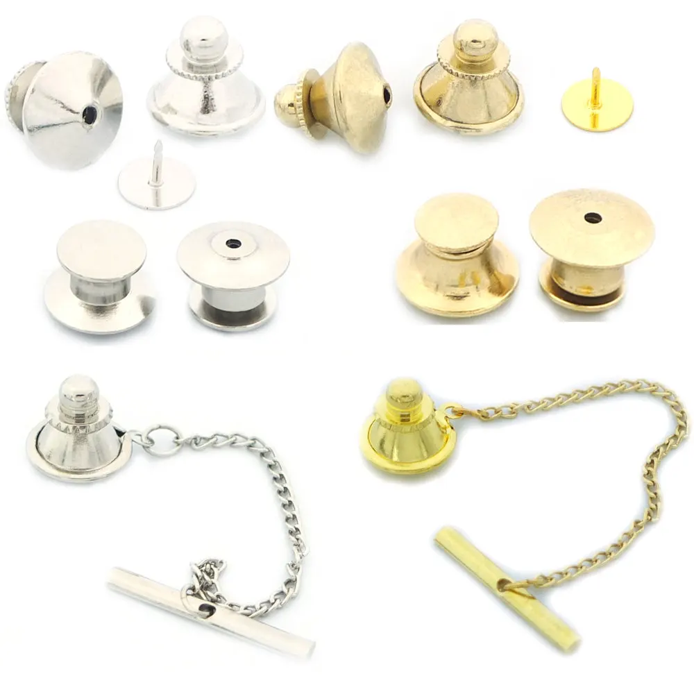 12/25/50 Pcs Brass Tie Tac Tack Guard Pin Clutch Backs Findings Plated