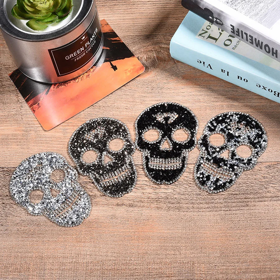 Creative Heat Transfers For Clothing Skull Patch Rhinestone Sticker Decoration Patches Garment Apparel Accessories-1 (3)