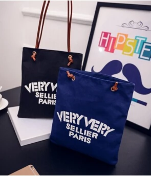

Simple printed canvas shoulder bag personalized fashion printing letters student shopping bag
