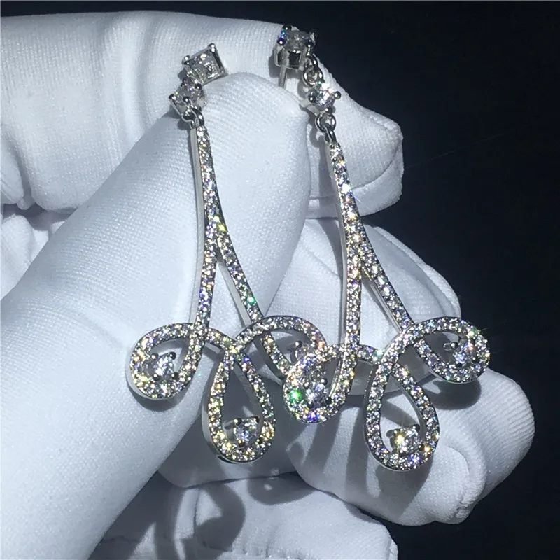 

Fine Jewelry Drop Earring 925 sterling silver Pave setting AAAAA Cz Engagement wedding Dangle Earrings for women Bridal Gift