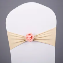 Цвет шампанского Подвязка из спандекса для стула с канделябр искусственный цветок мяч крепежная створка стула лайкра стрейч подходит для всех стульев свадьбы