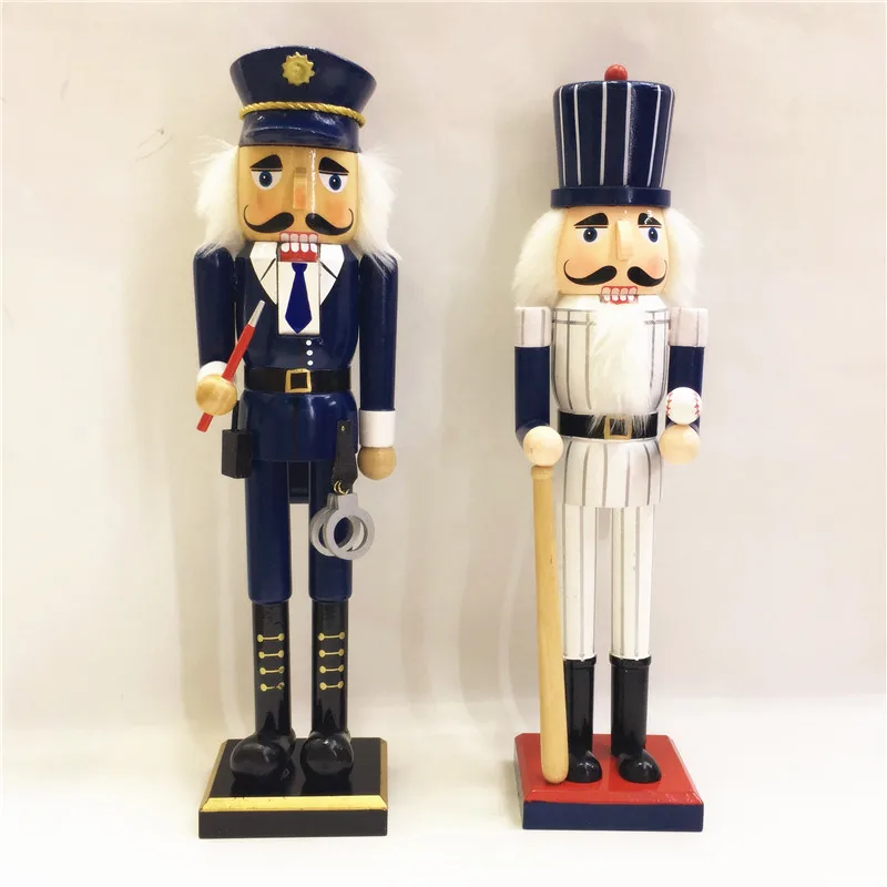 Europe Style 2pcs/lot 38cm Wood Figurine Nutcracker Soldier Puppet
