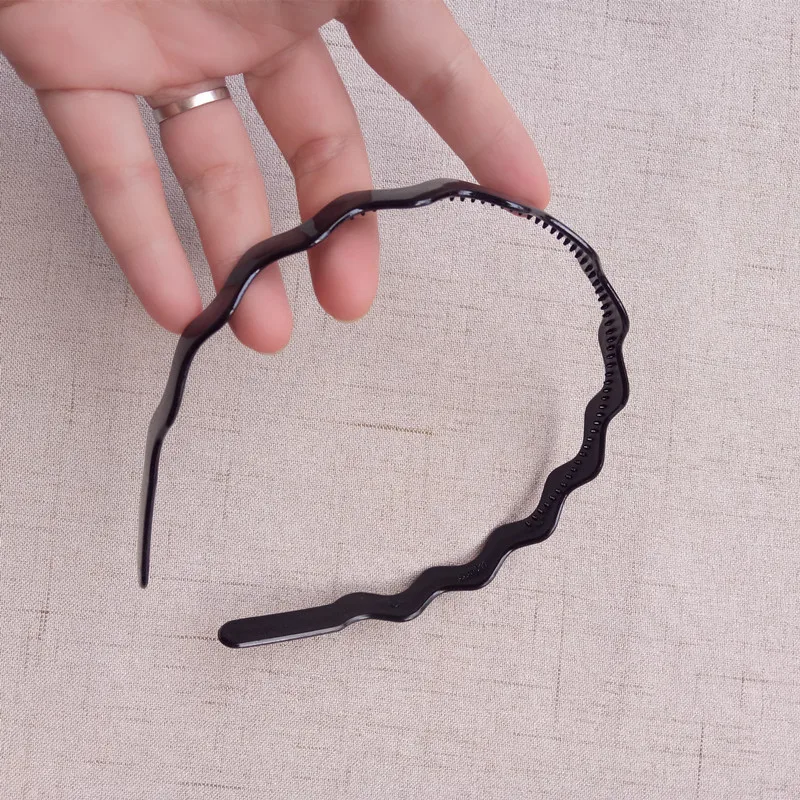 

2PCS New Fashion Korean Girls Simple Hairbands Unisex Black Hair Bands plastic Wavy Headbands For Women Hair Accessories