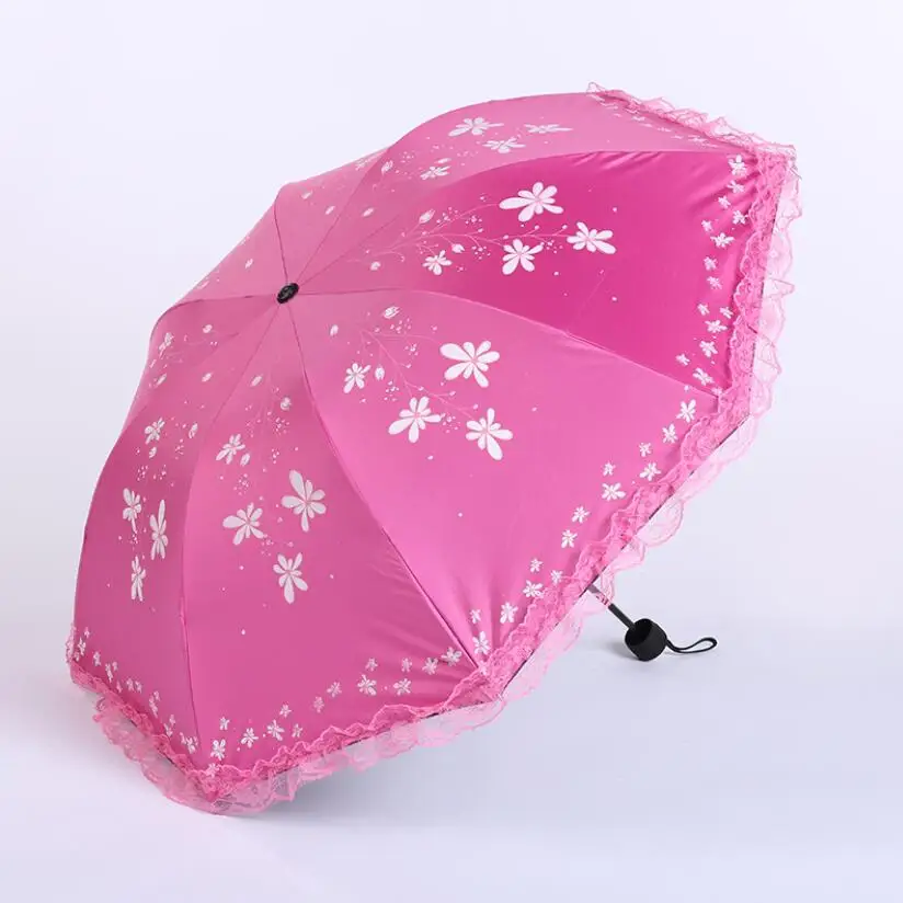 Beautiful Flowers Women Umbrella Folding uv Protect Guarda Chuva Sweet