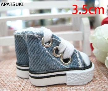 

1Pair 3.5cm Jeans Canva Shoes For Blythe Dolls Causal Shoes For Barbie Doll House Mini Shoes For 1/6 BJD Doll Accessories