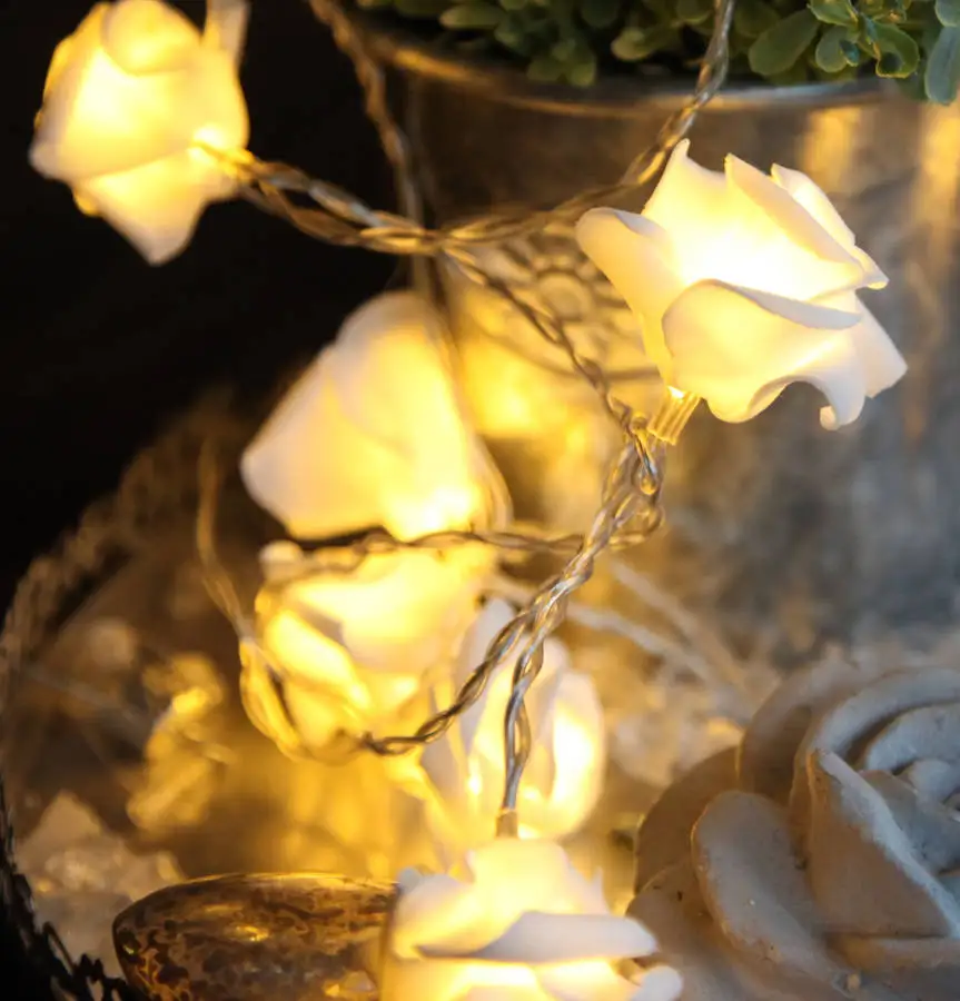 Светодиодный светильник-гирлянда с романтическими розами на батарейках, сказочный светильник s для спальни, свадьбы, дома, сада, комнаты, украшения гирлянды
