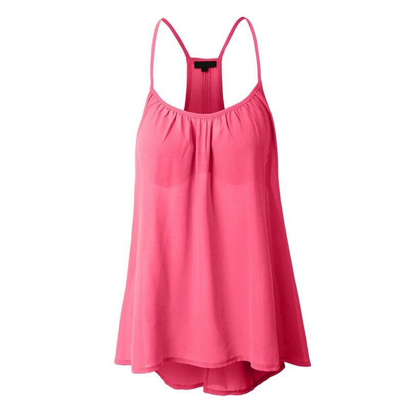 2019 Fashion Brand Women's Chiffon Blouse Summer Sleeveless Strappy Shirt Solid Casual blouse Plus Size Female Top Swing Vest