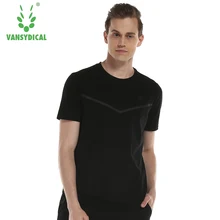 Vansydical футболка для бега мужское компрессионное трико спортивный костюм спандекс спортивная одежда спортивный фитнес сухой облегающий для спортивного зала Быстросохнущий