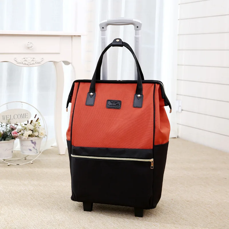 Женские деловые дорожные сумки на колесиках, дорожные рюкзаки на колесиках, рюкзак на колесиках, рюкзак на колесиках Mochila, Оксфорд, багаж на колесиках, чемодан - Цвет: Оранжевый