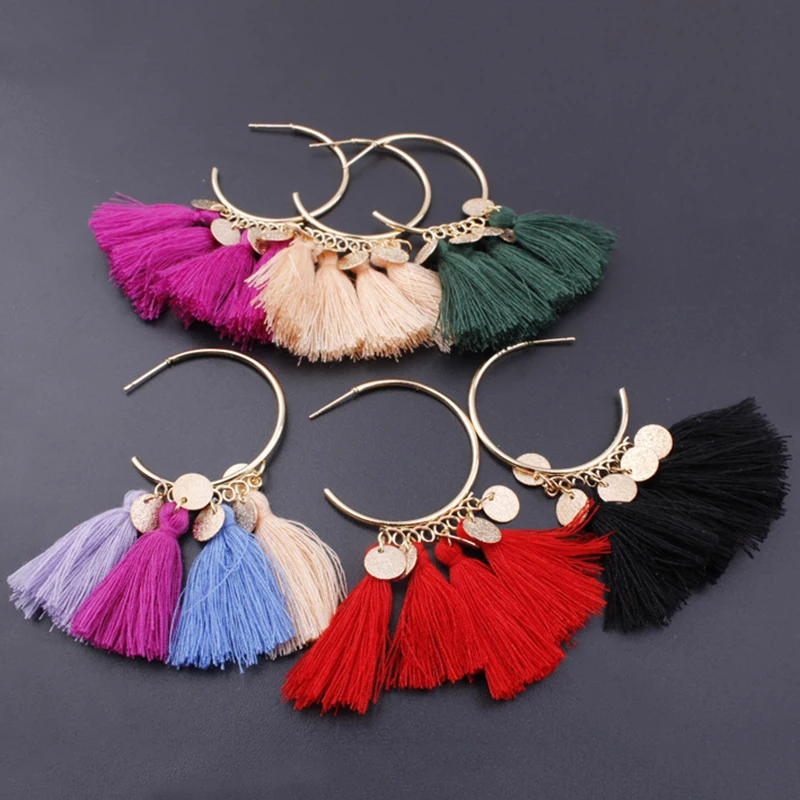

KLEEDER Drop Earrings 2019 Bohemian Ethnic Sequins Tassel for Women Fashion Jewelry Dreamatcher Boho Wedding Earring oorbellen