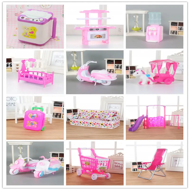 

AOSST Mix lols Doll Plastic Furniture Mini Toy washing machine Cradle Bed sofa for lols and Kellyes diy House Doll Accessories