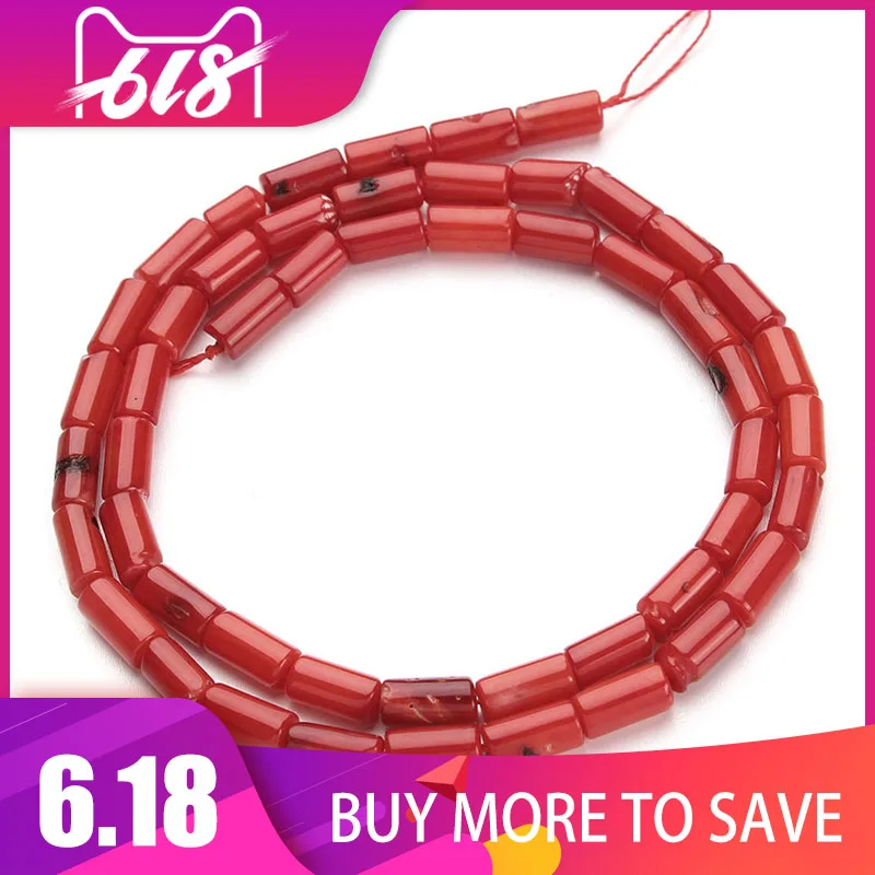 

2018 Fashion Natural Stone Red Coral Column Beads 4*8mm Loose Spacer Coral Beads for Diy Bracelets Necklace Jewelry Making F2791