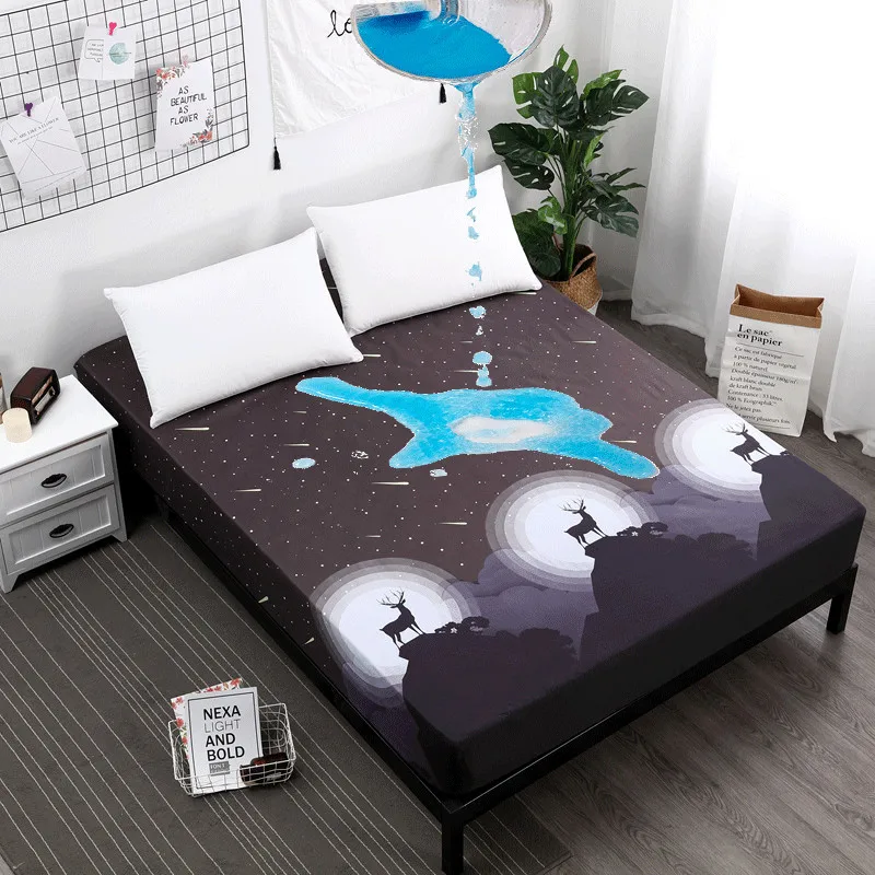 

2019 new high-grade printed waterproof mattress cover with elastic composite waterproof sheets