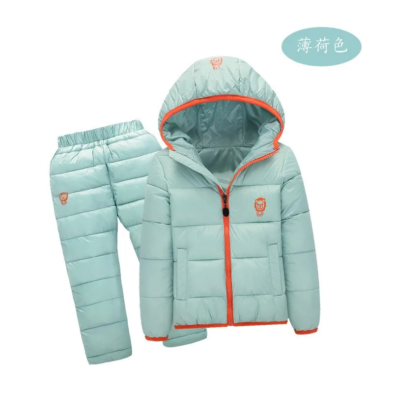 

Children Set Boys girls Clothing sets winter 1-7year hoody Down Jacket + Trousers Waterproof Snow Warm kids Clothes suit 6 color
