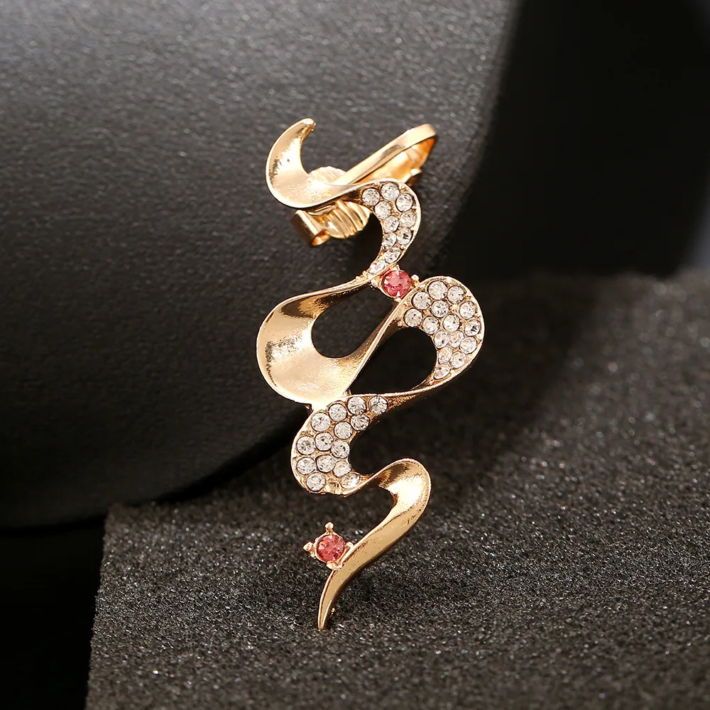 ZLDYOU Punk Women Jewelry Crystal Ribbon Shape Ear Cuff Fashion Zircon